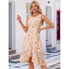 Allegra K Women's Wrap Ruffle High Low Hem Round Neck Keyhole Back Sleeveless Floral Dress - 2 of 4