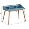 NicBex 43.3 Inch Mid-Century Wood Home Office Writing Desk with Open Shelves for Bedroom,Study Room,Office,Blue - 3 of 4