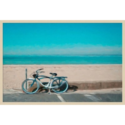 Bike to the Beach Svelte Natural Framed Scenic Landscape Print