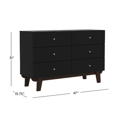 Matte Black MDF 6-Drawer Dresser and 2-Drawer Nightstand Set