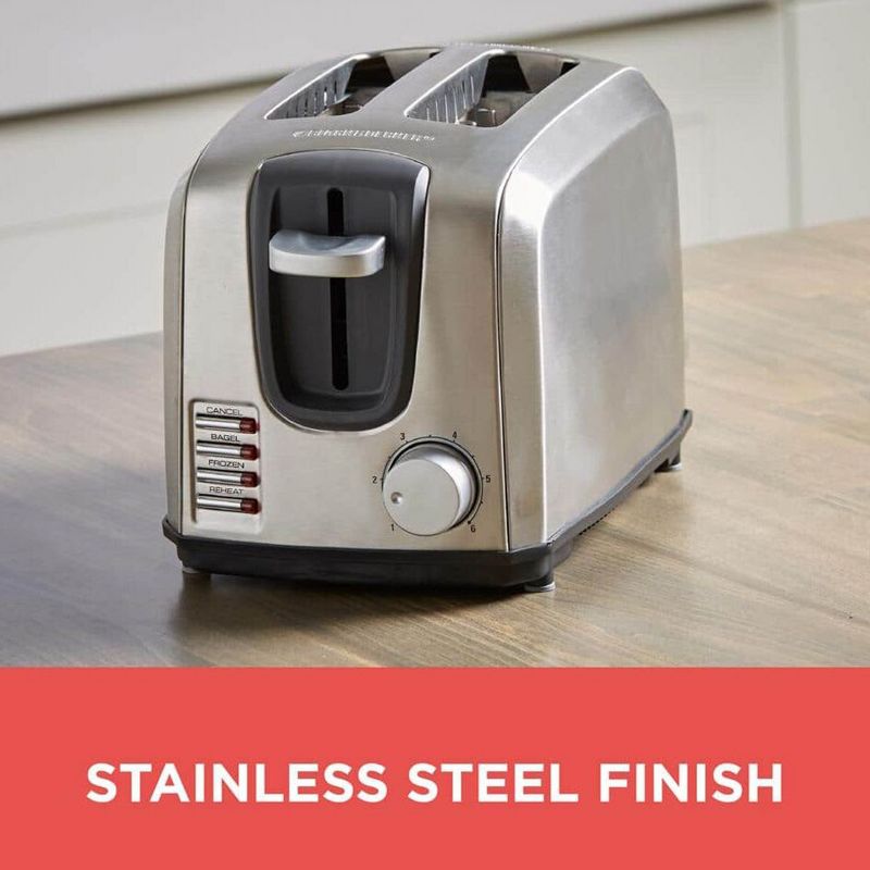 Black and Decker Stainless Steel Extra Wide 2 Slot Toaster in Silver, 4 of 6