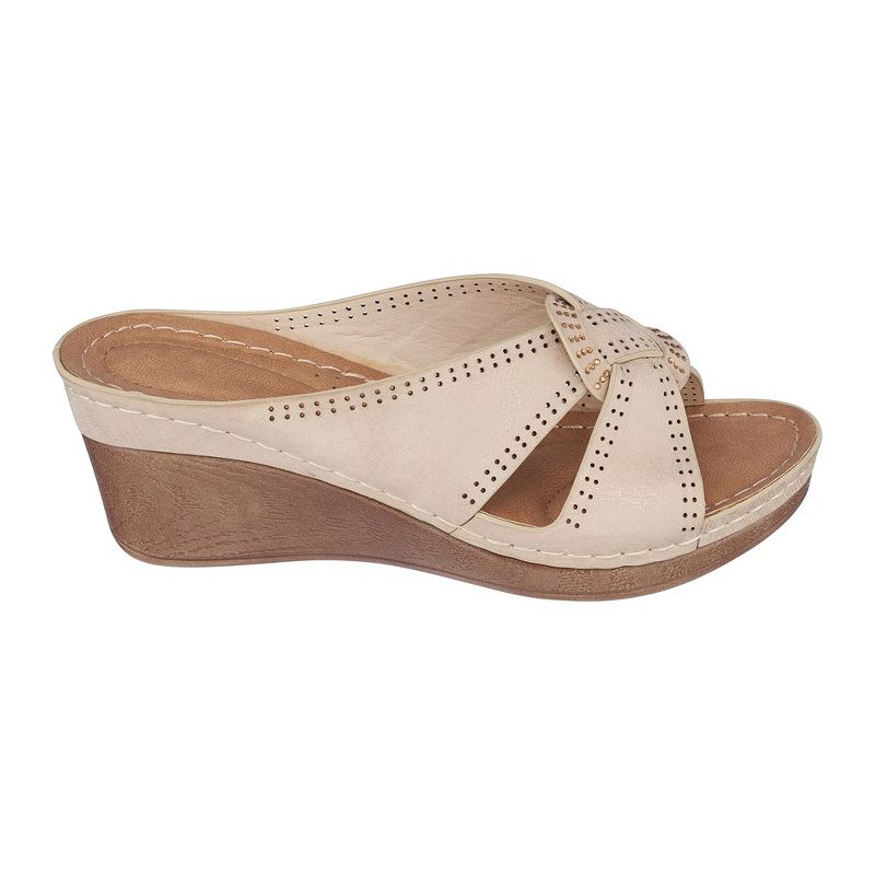 GC Shoes Giselle Perforated Comfort Slide Wedge Sandals, 2 of 6