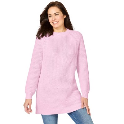 Woman Within Plus Size Shaker Crewneck Pullover