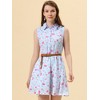 INSPIRE CHIC Women's Floral Sleeveless Half Placket Mini Belted Summer Dress - 3 of 4