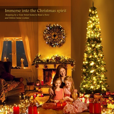 Slim Green PVC 9' Artificial Christmas Tree with Metal Stand