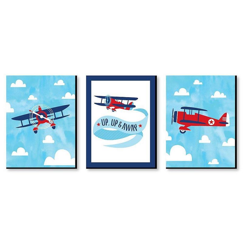 Big Dot of Happiness Taking Flight - Airplane - Vintage Plane Baby Boy Wall Art and Kids Room Decor - Gift Ideas - 7.5 x 10 inches - Set of 3 Prints, 1 of 8