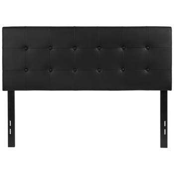 Emma and Oliver Button Tufted Upholstered Full Size Headboard in Black Vinyl