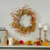 Northlight Berries and Maple Leaves Fall Harvest Artificial Twig Wreath - 22" - 2 of 4