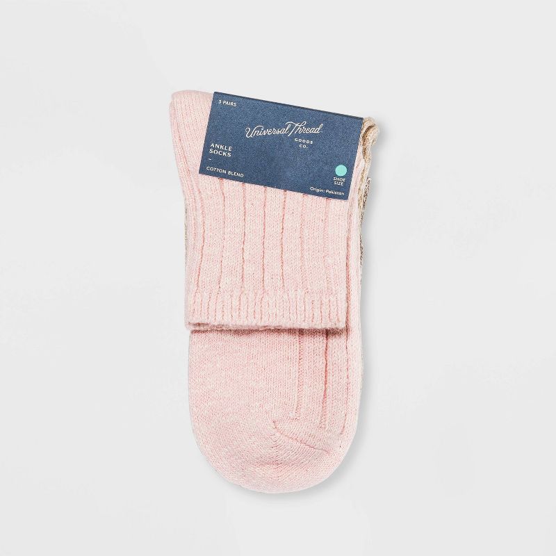 Women's Slub 3pk Ankle Socks - Universal Thread™ 4-10, 2 of 5