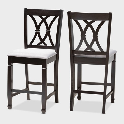 2pc Reneau Finished Wood Counter Height Pub Chairs Baxton Studio