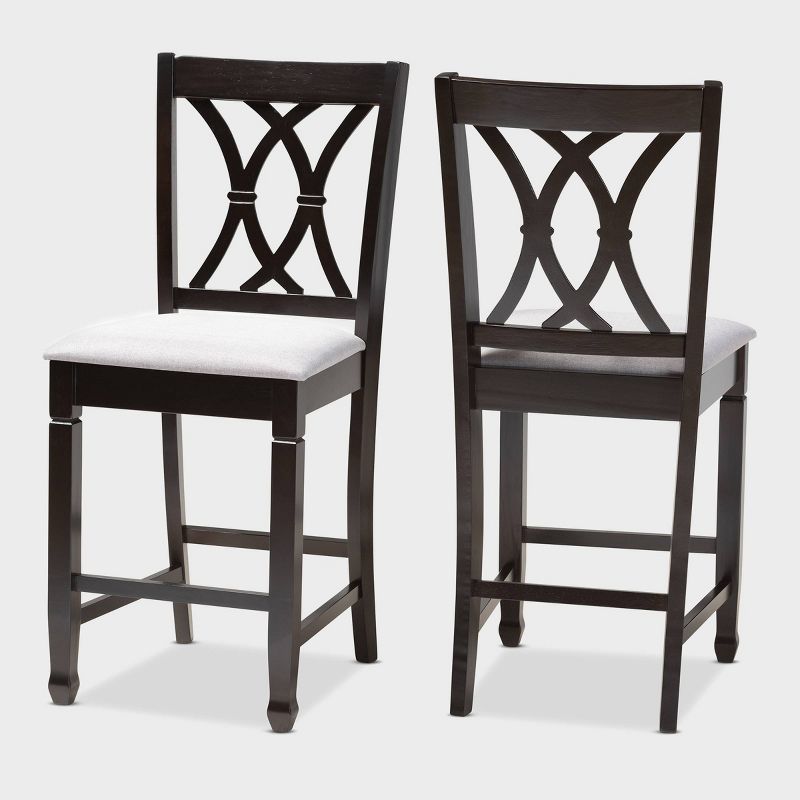 2pc Reneau Finished Wood Counter Height Pub Chairs - Baxton Studio, 1 of 9