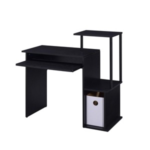 INFURNIC Desks Rectangular Computer Desk with Keyboard Tray and Storage Compartment for Home Office, Black, 16"*37"*34" - 1 of 4