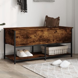 vidaXL Storage Bench Smoked Oak 39.4 in.x16.7 in.x18.5 in. Engineered Wood - 1 of 4