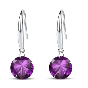 Paaaawaters 14k White Gold Plated 8.5mm Round Cut Pure Brilliance 5A Cubic Zirconia Drop Earrings - 1 of 4