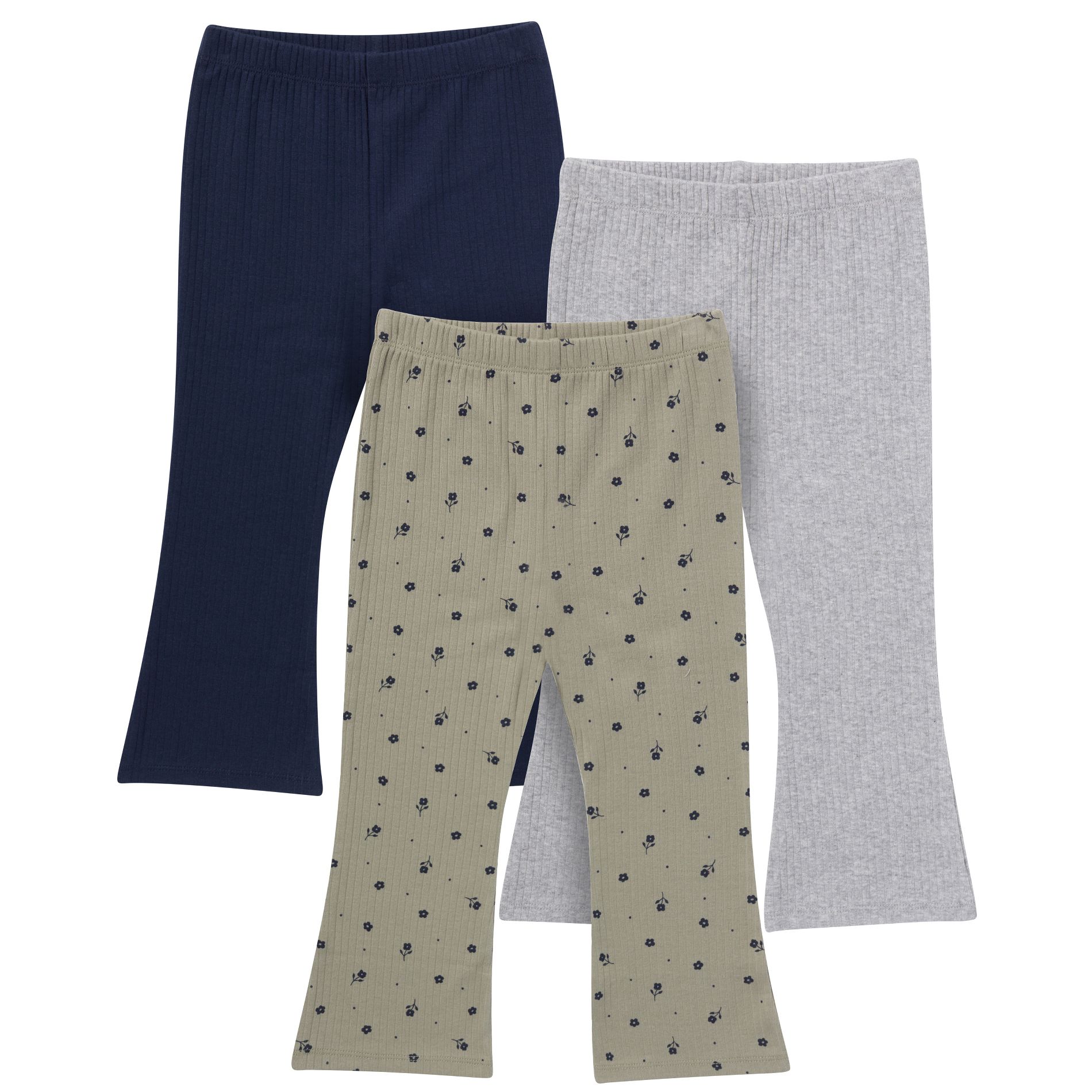 Gerber Baby and Toddler Girls' 3-Pack Textured Flare Leggings