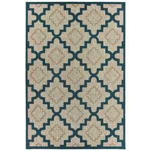 Landry Scalloped Lattice Patio Rug Gray/Blue - 1 of 2