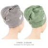 American Soft Linen 100% Cotton Hair Drying Towels for Women, 2 Pack Turkish Hair Towel Wrap, Head Towel Cap with Button, Hair Turban Towel - 2 of 4