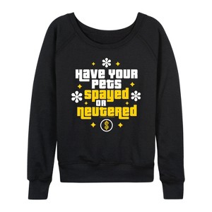 Women's -  - Women's French Terry Long Sleeve Pullover Lightweight French Terry Wide Neck Long Sleeve Graphic Shirt - 1 of 4