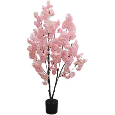 Artificial Cherry Blossom Tree in Pot - Pink Faux Flowers for Indoor/Outdoor Decor, Weddings, Home & Office