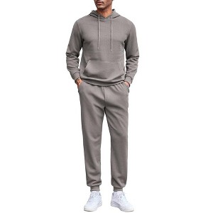 COOFANDY Men's Tracksuits 2 Pieces Waffle Hoodies Sweatsuit Sets Sports Jogging Suit Set - 1 of 4