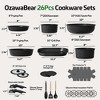 Itopfox 26 Pcs Non Stick Ceramic Cookware Set with Detachable Handles, Oven Safe Induction Cookware for RV Kitchen, PFAS PFOA & PTFE Free, Black - 2 of 4