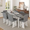 7 PCS Farmhouse Style Dining Set,  Space-saving Design Dining Set with Table and 6 Chairs, Rubber Wood Frame Chair with Cushions-Coolbibila - 2 of 4