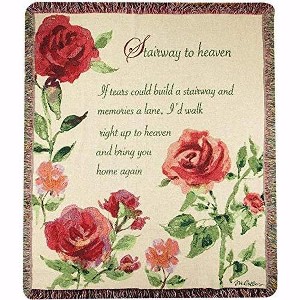 Manual Woodworks and Weavers Inspirational Memorial Throw Blanket for Bedroom – Stairway to Heaven Poem & Floral Design - 1 of 3