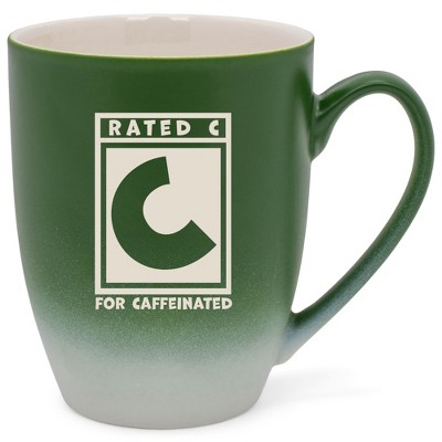 100 North Video Game 10 Ounce Green and White Two Toned Ombre, Comfortably Fits Your Hands, Ceramic Tea Coffee Cup Mug, Rated C For Caffeinated