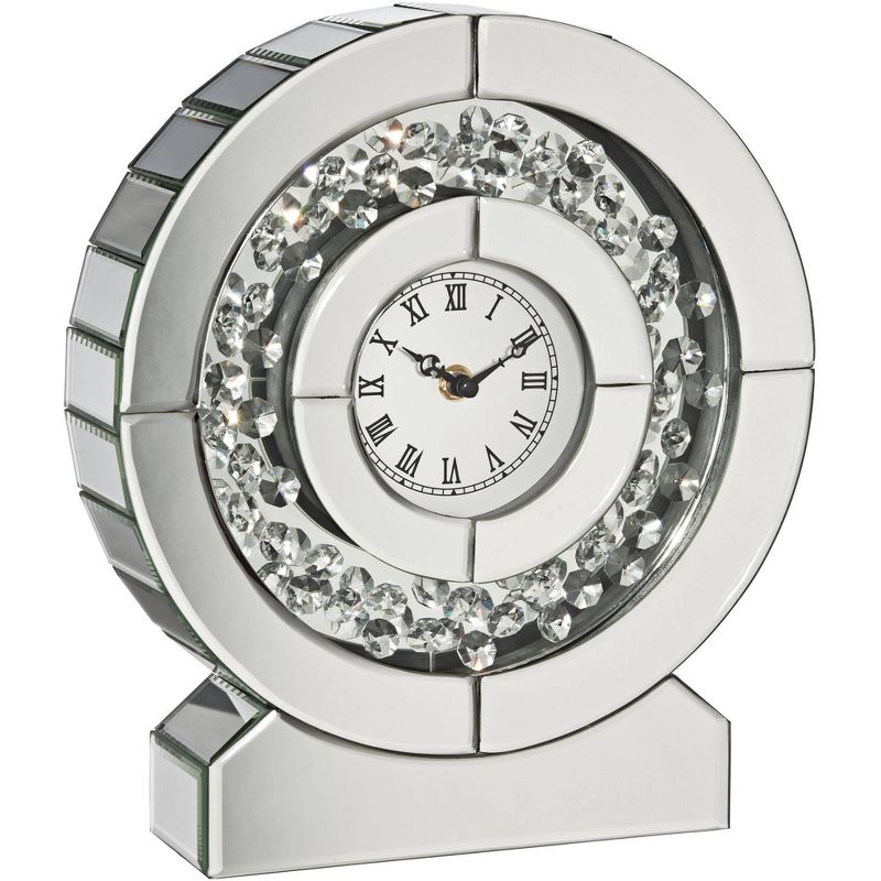 Dahlia Studios Claudyn 12" High Mirrored and Crystal Table Clock, 1 of 7
