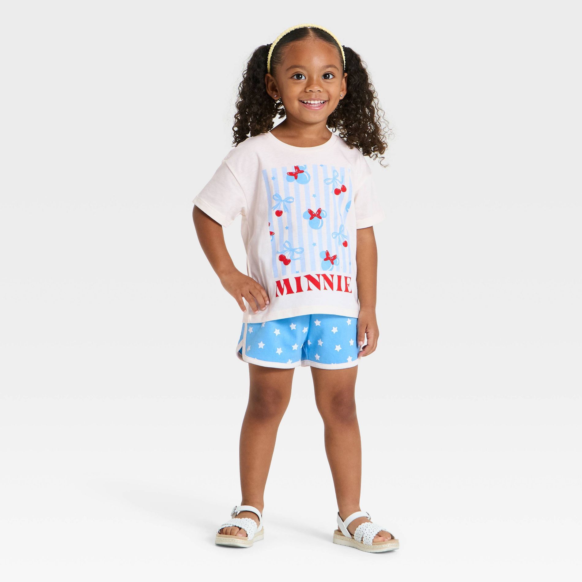 Toddler Girls' 2pc Disney Minnie Mouse Americana T-Shirt and Shorts Set - Blue/Red