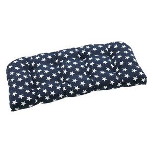 Outdoor/Indoor Loveseat Cushion Macey Americana Blue - Pillow Perfect: Weather-Resistant Patio Bench Cushion - 1 of 4