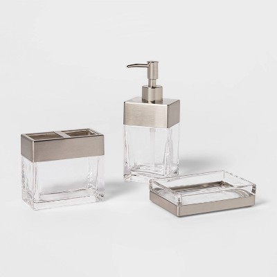 Rectangle Glass with Metal Bath Coordinate Set Clear - Threshold™