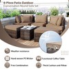 SKRAN 6-Piece Patio Outdoor Conversation Round Sofa Set, PE Wicker Rattan Separate Seating Group with Coffee Table, Brown - 4 of 4