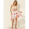 INSPIRE CHIC Women's High Low Hem Elastic Waist Lurex Chiffon A-Line Midi Floral Skirt - 2 of 4