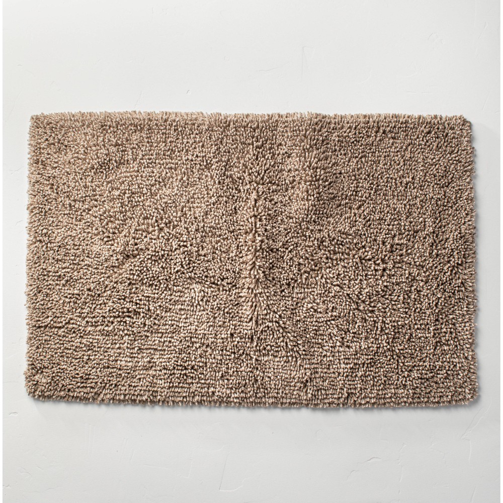 Photos - Bath Mat 24"x40" Mélange Looped Bath Rug Dark Sand - Casaluna™: Cotton, Tufted, Mac