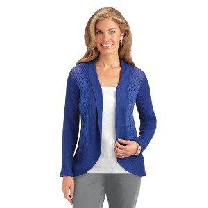 Collections Etc Glitter Shrug Long Sleeve Pointelle Knit Sweater - 1 of 4