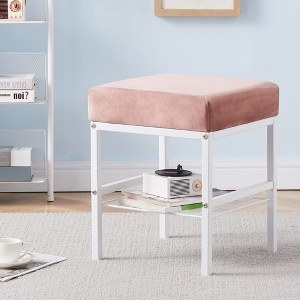 SEVOBAL Ottomans and Benches Makeup Stool with Padded Backrest and Metal Legs, Modern Upholstered Vanity Stool for Bedroom, Pink, 34.00"*34.00"*17.00" - 1 of 4
