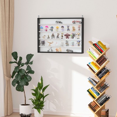 Black and White Wall Mounted Display Cabinet with Adjustable Shelves