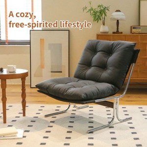CAVINAS Modern Accent Chair with High Back,Leather Armchair with Metal Legs and Soft Padded,Accent Chair for Living Room,Bedroom - 1 of 4