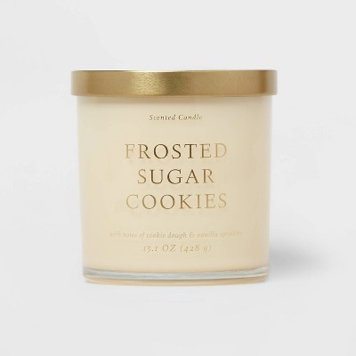 15.1oz Frosted Sugar Cookie Solid Color Glass Candle White - Opalhouse™