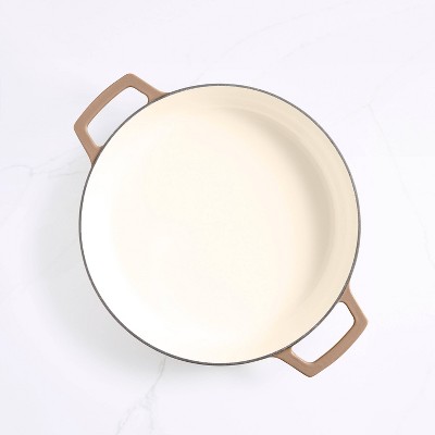 3.5 QT Brown Enameled Cast Iron Braiser with Lid