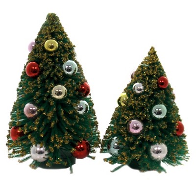 Cody Foster 8.5" Decorated Bottle Brush Trees Putz Village Bulb Glittered  -  Decorative Figurines