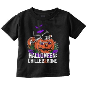 Funny Halloween Chilled to the Bone Toddler Baby Graphic T Shirt Brisco Brands Black 6M - 1 of 4