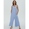 Coolmee Womens Knit Jumpsuit Casual Wide Leg Oversized Long Rompers Crewneck Button Front Loose Overalls with Pockets - 3 of 4