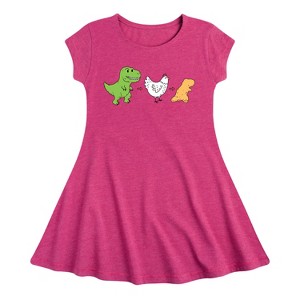 Girls' - Instant Message - Dinosaur Fit & Flair Cap Sleeve Graphic Dress - 1 of 4