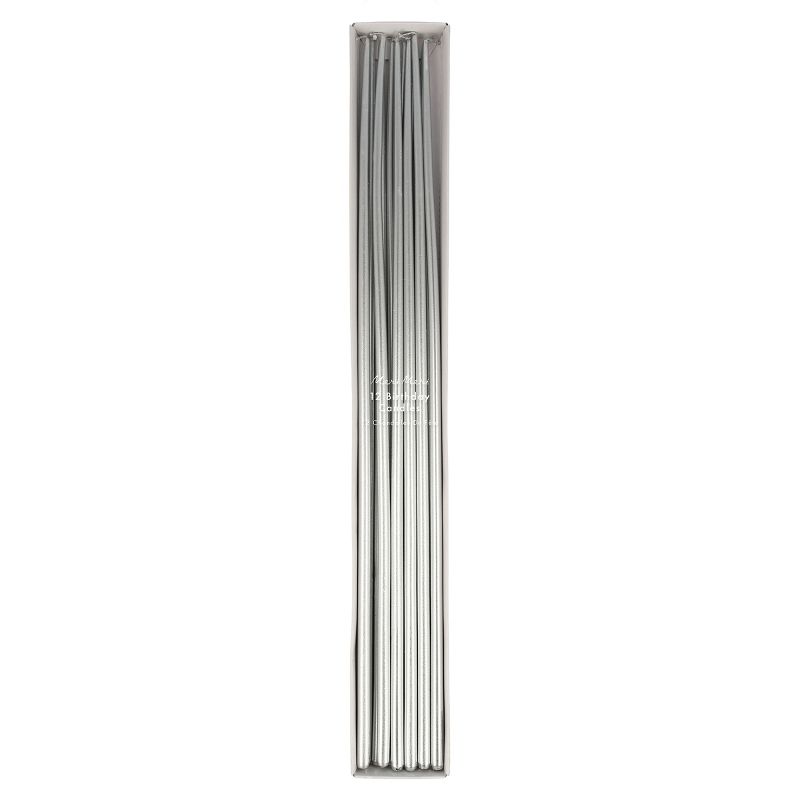 Meri Meri Silver Tall Tapered Candles (Pack of 12), 1 of 3