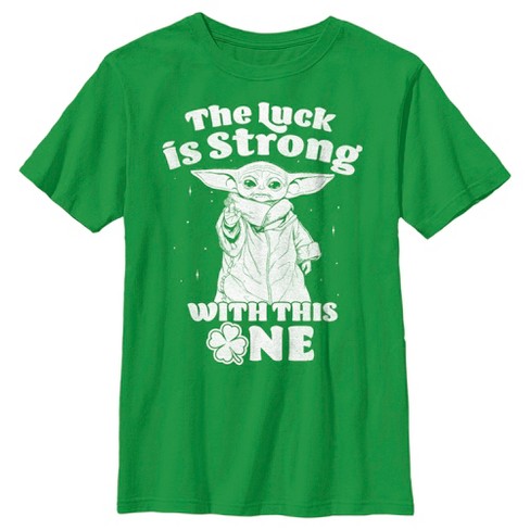 Boy's Star Wars: The Mandalorian Grogu St. Patrick's Day Stars Luck is  Strong with this One T-Shirt - Kelly Green - Large