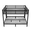 Okak 82.68IN Queen-Over-Queen Bunk Bed with Metal Frame, Space-Saving Twin Bed with Safety Guardrails, Noise Reduced Twin Bed for Teens, Adults, Black - 2 of 4