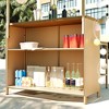 3pcs Patio Bar Set, Outdoor Bar Height Table and Stools with Canopy, Adjustable Feet, Wood Tabletop for Dining and Drinking, Natural -ModernLuxe - 3 of 4