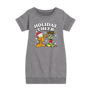 Girls' - Garfield - Feliz Navi Dog Graphic Short Sleeve Fleece Dress - 1 of 4